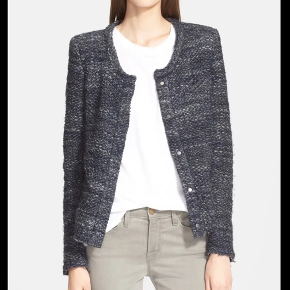 IRO Blue Tweed Boucle Carene Jacket Blazer - Picture 2 of 9